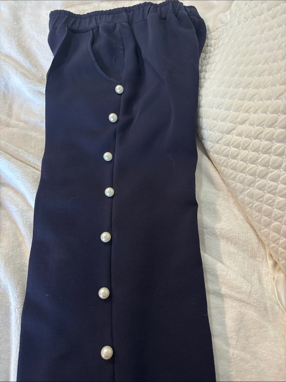Pearl-Button Navy Women’s Dress